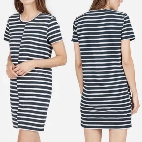 Everlane The Beach Tee Shirt Dress Striped Navy & White size medium - Picture 3 of 6